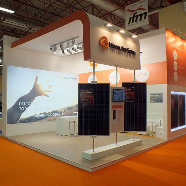 Hanwha Solar Energy Messe, Messestand, Messebau, Messebauer, Messebausystem, System Messestand, Messedesign, Messearchitektur, Messedesigner, System, aluvision, Messeagentur, Messemunchen, messedeutschland, messebayern, messesüddeutschland,2020